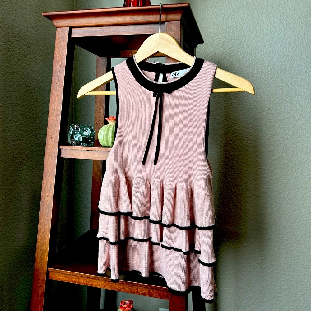 Light Pink Sleeveless Zara Tiered Top - Small
